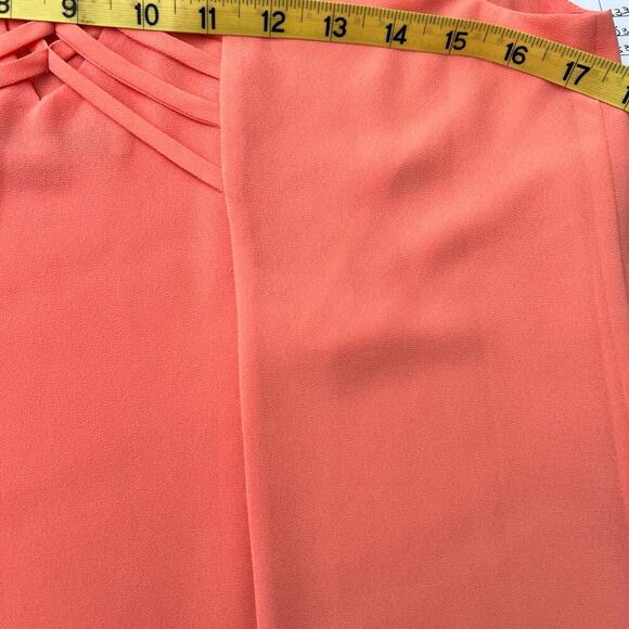 NAKED ZEBRA, criss cross strap tank top, coral sheer with lining. Women's size M - Picture 9 of 9